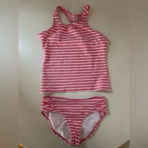 Kids Pink Striped Swim Set